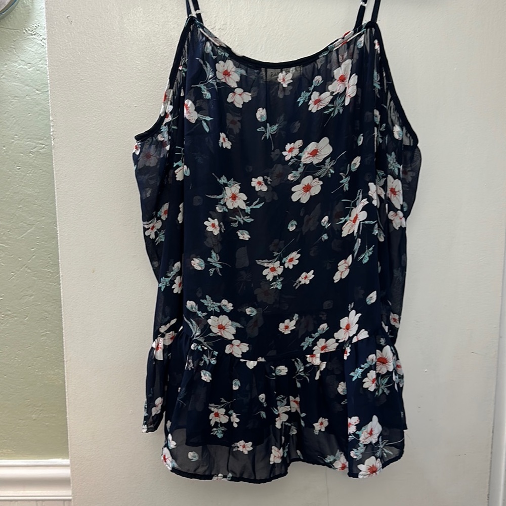 Navy blue shirt with flowers